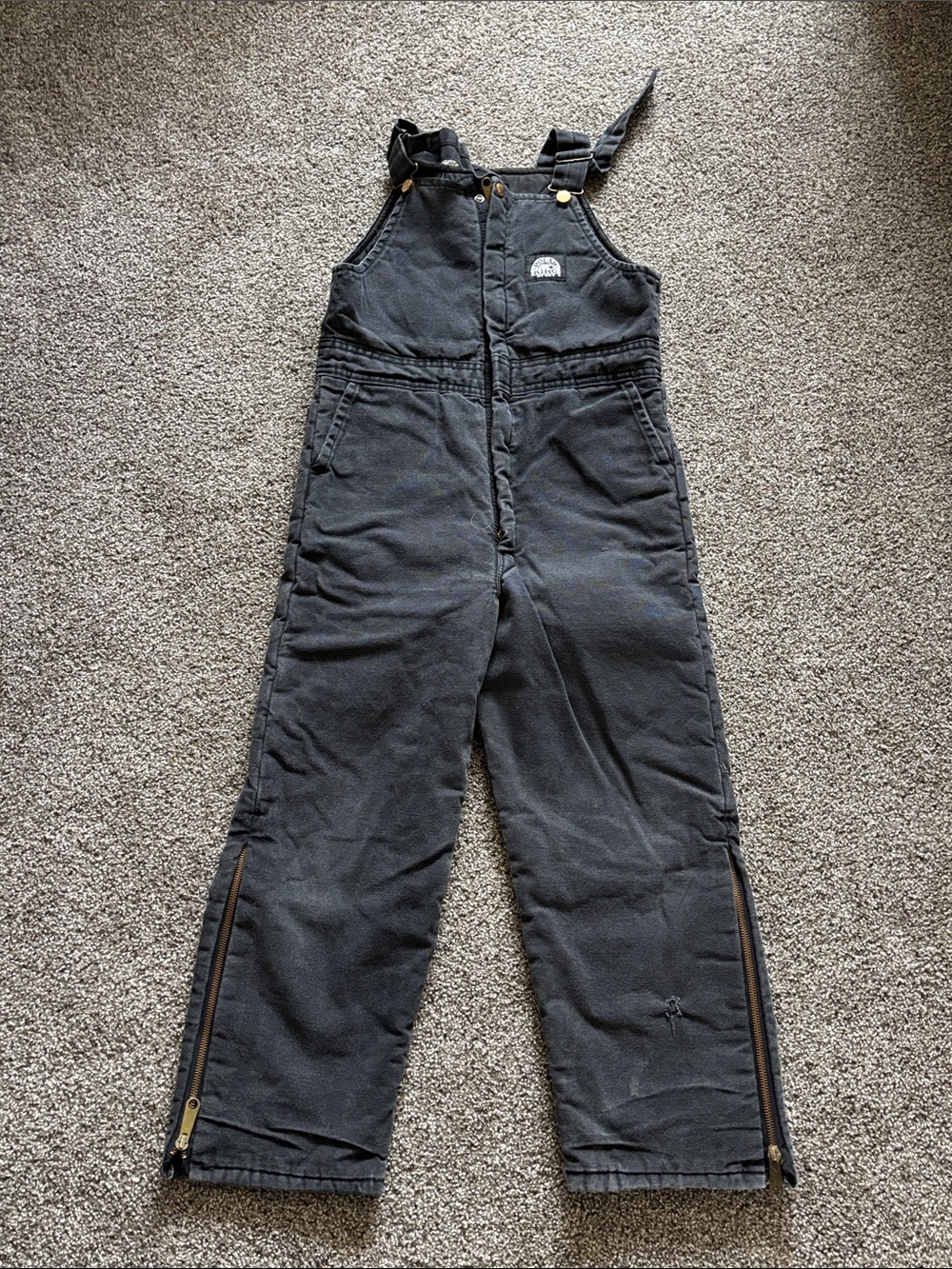 Polar King By Key Insulated Duck Bib Overalls Black Cotton Size Medium Youth